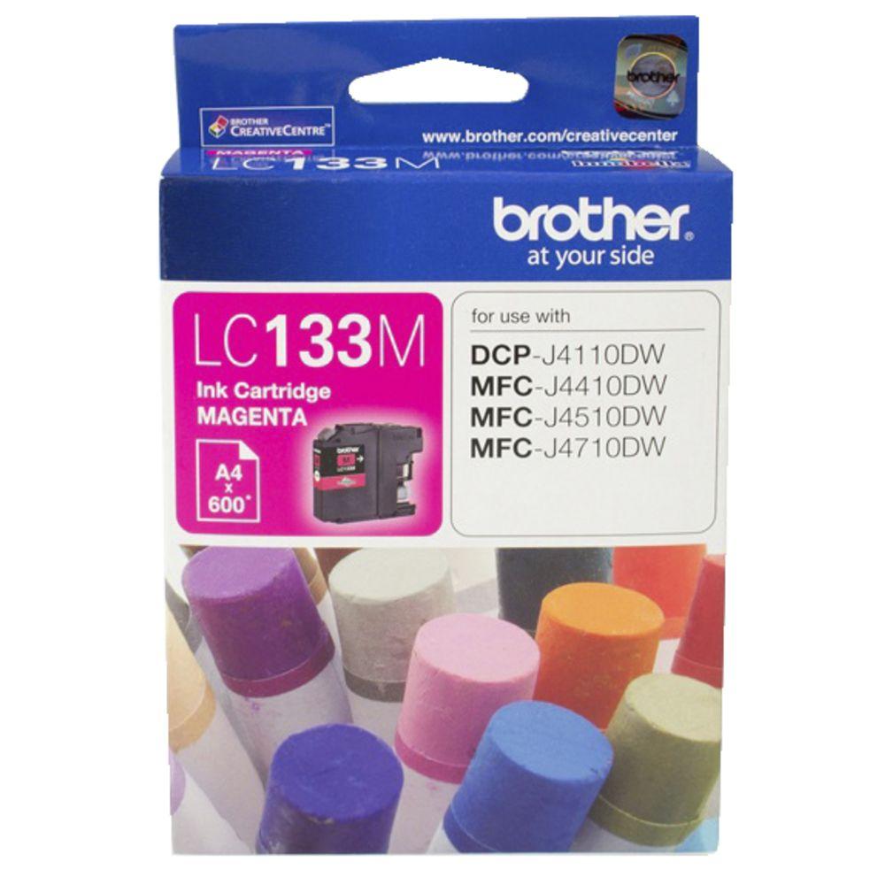 Brother LC-133M Magenta Ink Cartridge designed for high-quality color printing, compatible with select Brother printers.